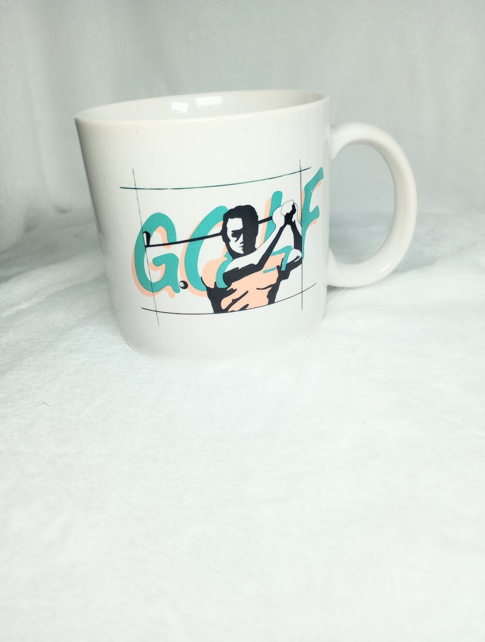 Retro Golf Lover Coffee Cup Miami Vice Vibes Inarco 1986 Ceramic Wide Mug Korea